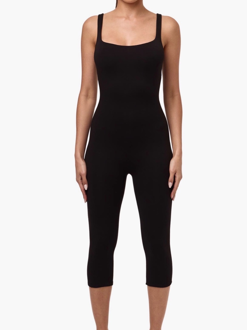 Naked wardrobe smooth square neck capri jumpsuit